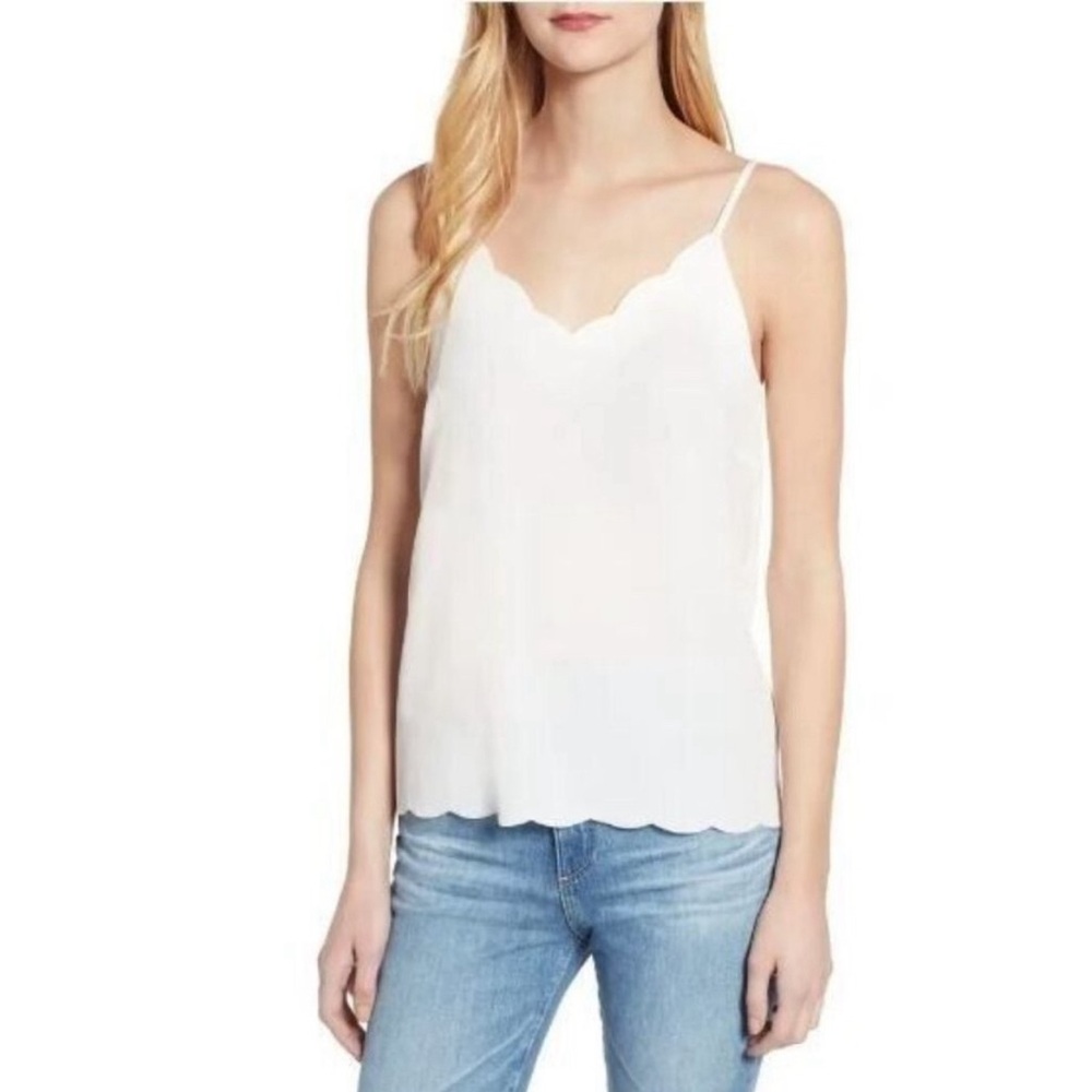 White Scalloped Cami Tank Blouse